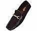 Amali Mens Casual Driving Moccasin Loafer in Black Microfiber With Gold Chain Ornament: Style Ecker Black-000