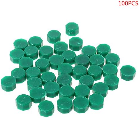 Ujuly 100Pcs Envelope Seal Seal Wax Retro Octagon Beads DIY Decor Sealing Wax Beads (Deep Green)