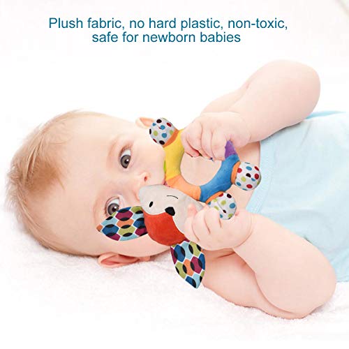 HAHA Baby Teething Rattle Toys, Infant Girl Boy Learning Toy Newborn Soft Handbell Grab Shaker Crinkle Squeaky Sensory Travel Accessories for 0 3 6 9 12 Months Old