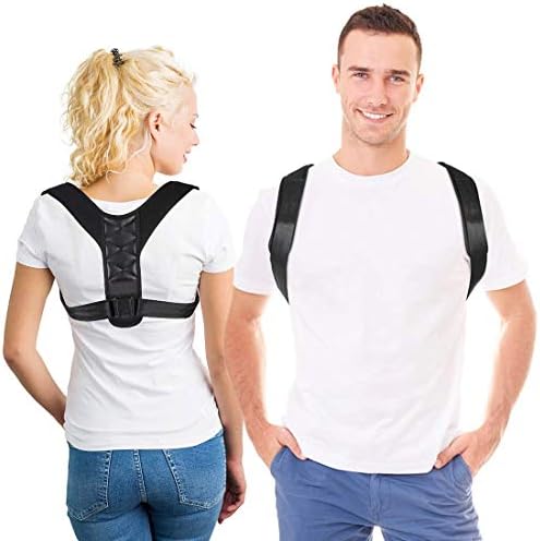 Posture Corrector Back Support Belt, APGTEK Women and Men Adjustable Posture Correction Brace for Back Shoulder, Lower Pectoral and The Lumbar Spine Pain Stress Relief, L Size Black