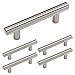 homdiy 5 Pack | Brushed Nickel Cabinet Hardware 2-1/2in Hole Centers Drawer Pulls Kitchen Cupboard Euro T Bar Dresser Pulls 201SN