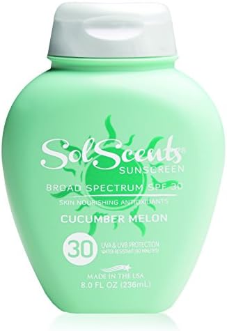 Sunscreen Scented Lotion – SPF 30 – Refreshing Sun Protection For Sensitive Skin, Water-Resistant Natural Sunblock, Moisturizes & Protects Skin From UVA & UVB Rays - Cucumber Melon Scent