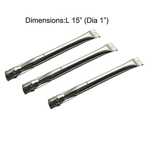 Stainless Steel Pipe Burner (3-pack) For Kenmore 146.16132110, 146.16133110, Nexgrill 720-0737, Permasteel PG-40402SOL, Tera Gear 780-0390, Uberhaus 780-0007A, Grill Master 720-0737 (15" X Dia. 1")