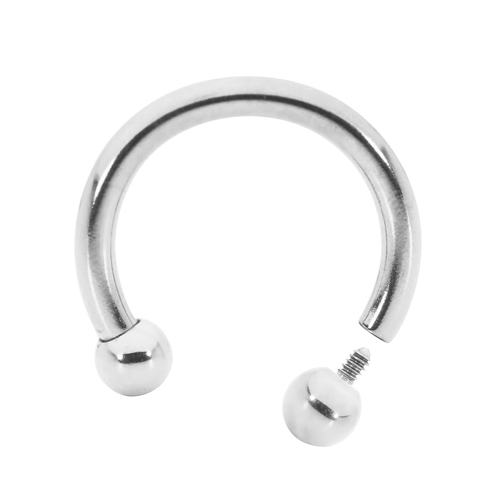 365 SLEEPERS Titanium 16G 14G 12G 10G 6mm - 12mm Internally Threaded Circular Horseshoe Barbell Septum Lip Nose Nipple Ring Earring Body Piercing Jewellery (12G 12mm)
