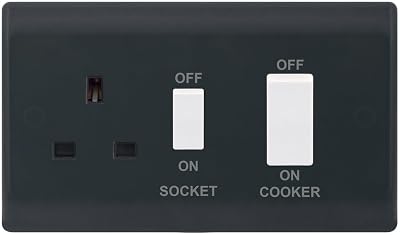 Selectric Part M 45A Cooker Unit 13A Switched Socket White Rockers SSL632 Grey