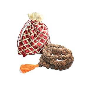 IndianStore4All Certified Nepali 5 Mukhi (Face, Panchmukhi) Bigger Size Rudraksha Japa Mala (Necklaces) 108 +1 Sumeru Good for Puja,Yoga, Meditation.