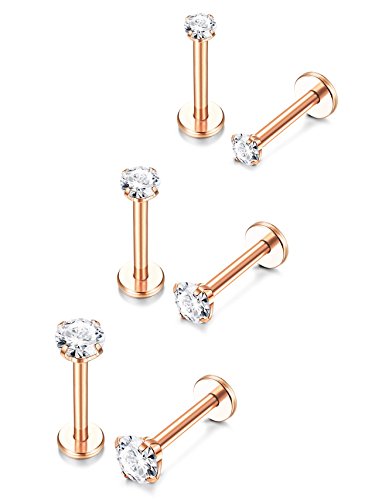 Besteel 3 pairs 16g stainless steel monroe lip rings nose studs l…