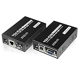 SGEYR VGA KVM Extender 200M VGA USB KVM Splitter Extender Over RJ45 Single CAT5/5E/6 Up to 656FT VGA Keyboard Mouse KVM USB Extender with IR Transmission Support 3D Full HD 1080P(Transmitter+Receiver)