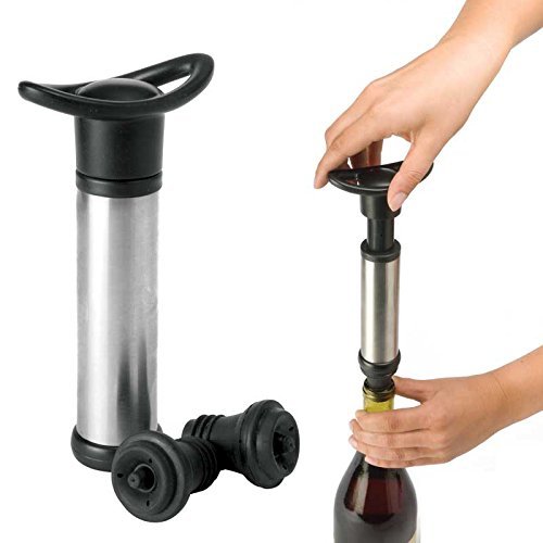The Original United Wine Saver Pump Preserver with 4 Vacuum Bottle Stoppers - Stainless