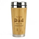 New Dad Stainless Steel Travel Coffee Mug with Spill Proof Lid | Bamboo Wrapped Cup with Engraved Lettering | Comes in Gift Box |Best New Dad Gifts, Father’s Day, Christmas, Birthday, New Parents