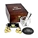 Gold Whiskey Stones and Diamond Cut Glass Gift Boxed Set - Large Old Fashioned Glass, Chilling Rocks, Tongs - Cool Metal Ice Cubes for Scotch, Bourbon - Great Present for Men, Father's Day, Christmas