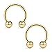 Ruifan 12PCS Assorted Colors Surgical Steel CBR Non-Piercing Fake Nose Septum Horseshoe Earring Eyebrow Tongue Lip Piercing Ring with 5mm Balls 14G 14mm