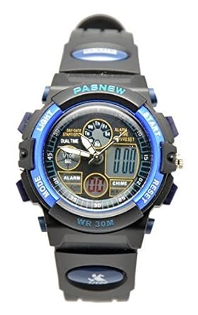 Dragonpad 30M Waterproof Digitalanalog Boys Girls Sport Digital Watch With Alarm Stopwatch Chronograph Child 6 Colors Blueblack