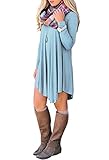 Yanekop Women's Casual Loose Fit Long Sleeve T Shirt Irregular Hem Tunic Dress