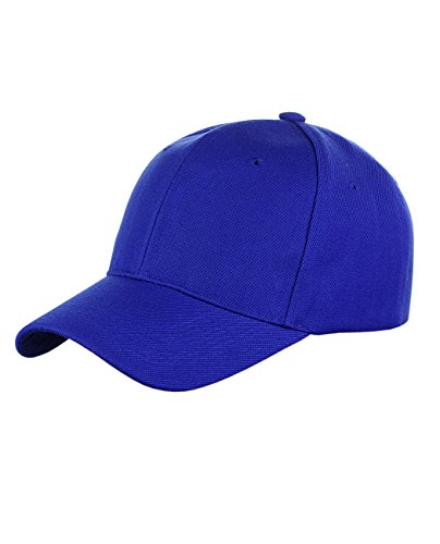 NYFASHION101 Unisex Plain Adjustable Hook and Loop Baseball Cap VEL100, Royal Blue
