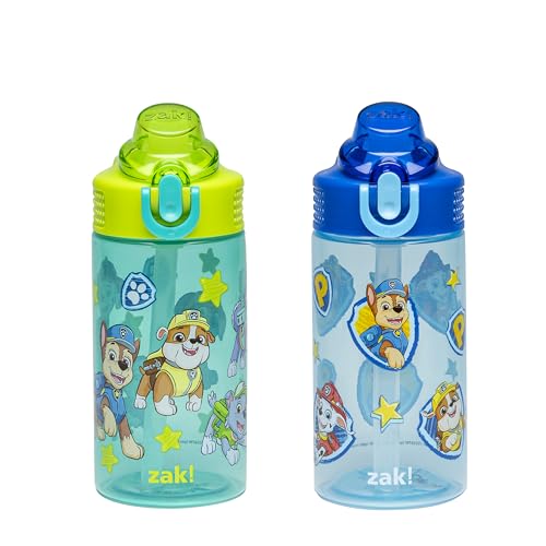 Zak Designs Paw Patrol Sage 16oz Leak-Proof Straw Kids Water Bottle, 2-Pack