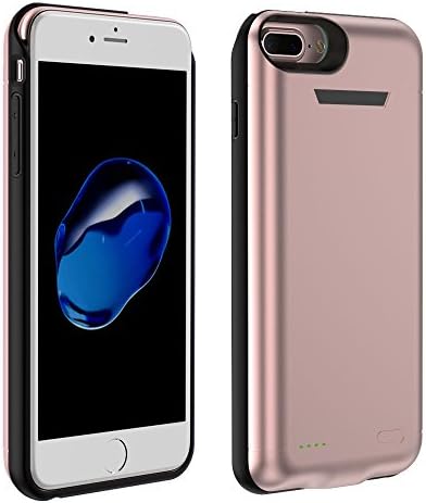 Leaber 8200mAh Battery Case For Both Iphone 7(S) Plus and Iphone 6(S) Plus 5.5" Slim Case Rechargeable Portable Charger Case External Battery Backup Case Cover with 4 LED Lights (Rose)