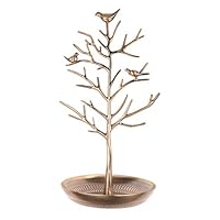 INVIKTUS Silver Birds Tree Jewelry Stand Display Earring Necklace Holder Organizer Rack Tower (Renewed)