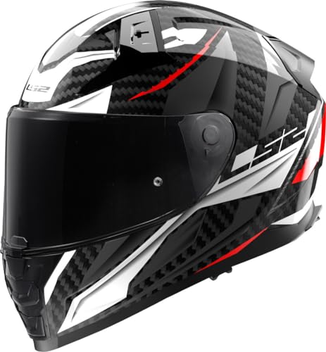 LS2 Full Face Motorcycle Helmet. FF811 Vector II Carbon. ECE 22.06. Savage Gloss White Red Grey. XXL