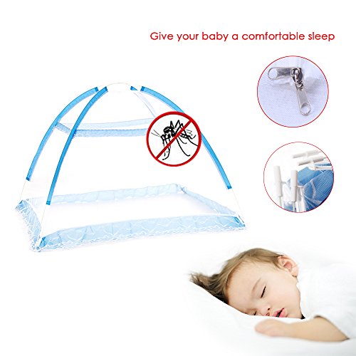 Sealive Foldable Baby Kids Infant Nursery Ger Tape Portable Bottomless Baby Bed Net with Stand Pack of 1,Blue - Thumbnail 3