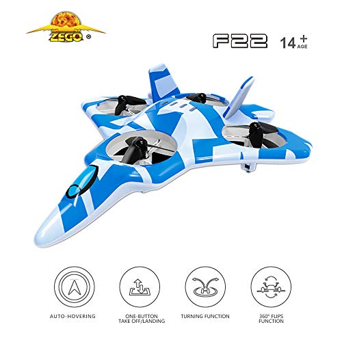 Zego F22 Remote Control Drone for Kids and Beginner Jet with 360Â° Flip, 2.4GHz 6-Axis Gyro Control System and 4 Blade Propellers,Best Gift for Kids (Blue)
