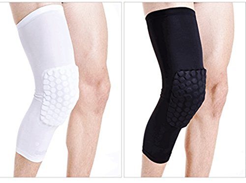 Mcolics 2 Packs Compression Sleeve Knee Pads Protective Compression Wear - Men Basketball Brace Support - Best to Immobilize, Strap & Wrap Knee for Volleyball, Football (Long Black, M)