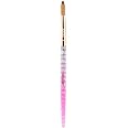 Kiara Sky 100% Pure Kolinsky Acrylic Brush, Crystal Cut Handle and Acetone Resistant #8 - Pink