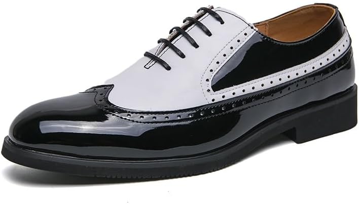Amazon.com | Men's Leather Two Tone Perforated Brogue Dress Shoes