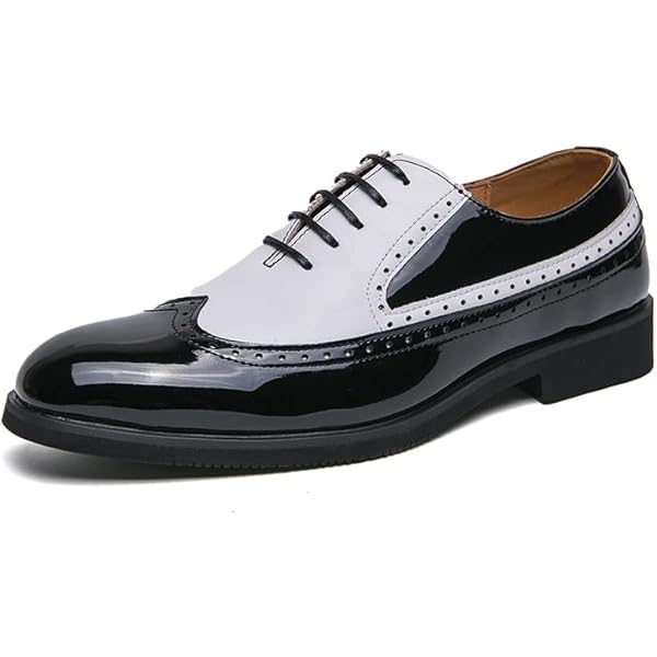 Amazon.com | Men's Leather Two Tone Perforated Brogue Dress Shoes