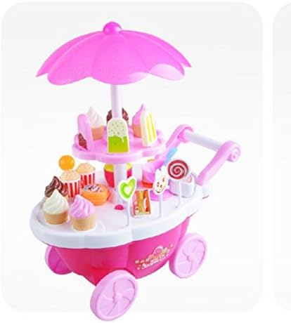 Pengcheng Ice Cream Cart 34 PCS Pretend Play Food Dessert and Candy Trolley Set Toy with Music and Lighting Kids and Girls Toys - Image 4