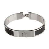 Women's Stylish 316L Stainless Steel Anti-allergic H-shaped Buckle Bracelet Bangle - Silver + Black