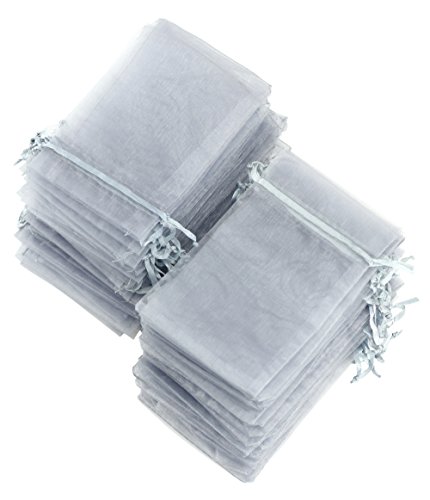 Fiveseasonstuff Pack Of 100 Medium Grey Organza Gift Bags Jewelry