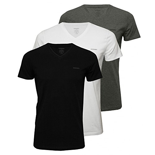 Diesel Men's 3 Pack Jake Plain Logo V-Neck T-Shirts, Multicoloured, XX-Large