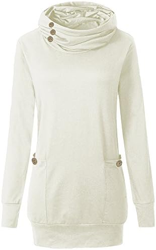 Yibye Long Tops For Women,Ladies Basic Solid Long Sleeve Turtle Neck Curved Hem High Waist Tunic Dress Tshirt Red Blouses and Tops (White, L)