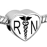 CharmSStory Heart Nurse Nursing RN Registered Caduceus Charms Photo Beads