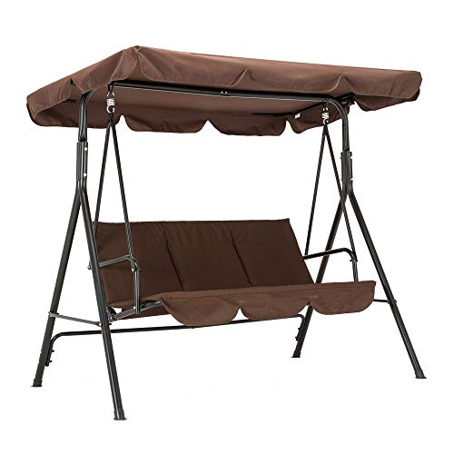 M MCombo 3-Sitzer Hollywoodschaukel Gartenschaukel Gartenliege Schaukelbank 8003 (Braun)