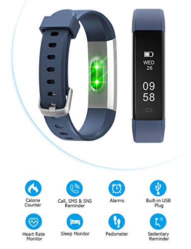 LETSCOM Fitness Tracker, Heart Rate Monitor, Pedometer Workout Tracker Smart Watch, Sleep Monitor, Step Counter, Calorie Counter, Distance Counter, IP67 Waterproof, Fitness Tracker for Kids Women Men