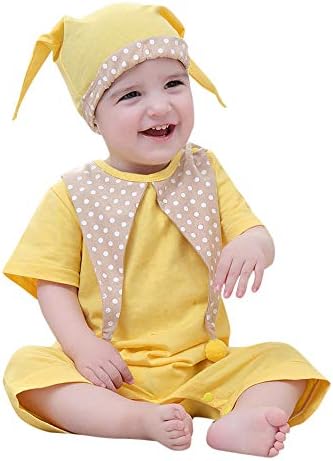 Sweeti SW Boys and Girls Cotton Polka Dot Print Romper in Yellow Colour