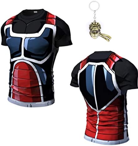 JarilnMo Men DBZ Goku Compression Workout Armor Long Sleeve/Short Sleeve Shirt with Free Keychain