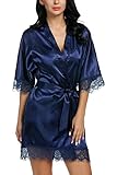 Avidlove Women's Pure Color Kimono Robes Satin Nightwear Bridesmaids Short Style