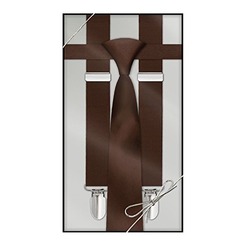 Suspender & Neck Tie Set Chocolate Brown Mens
