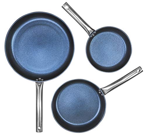 CONCORD Sapphire Nonstick 3 Piece Frying Pan Cookware Set with Lids (Induction Compatible) (3 PC Frying Pan)