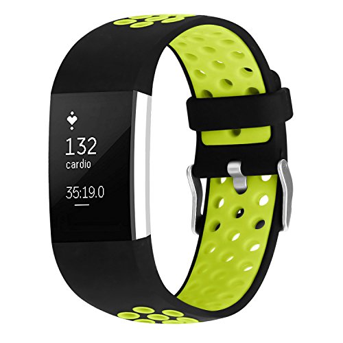 For fitbit charge 2 bands, soft silicone adjustable replacement s…