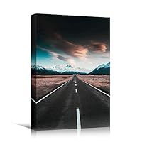 Canvas Wall Art Roadway Landscape Bedroom Contemporary Dramatic Landscape Mountain Multicolor Photography - 12x18 inches