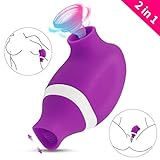 Sucking & Licking 2 in 1 Clitoral Vibrator for Double Stimulation, Adorime Clit Suker Tongue Vibrator Stimulator for Oral Sex Solo Blowjob, Nipples Clitoris Massagers Sex Toys for Women or Couples