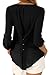 Happy Sailed Women 2018 Casual Chiffon Button V Neck Blouses Shirts,Large Black