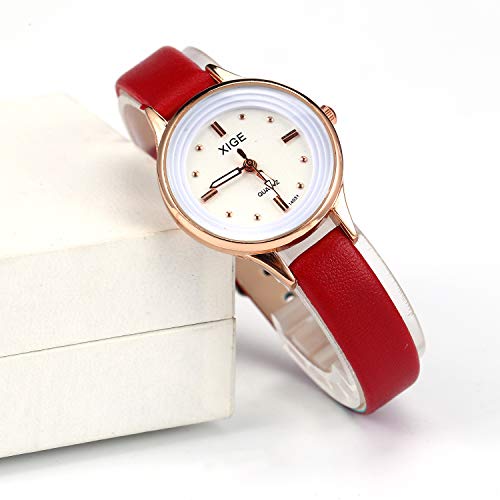 Wooden Couple Watch for Women Men Friendship Relationship 30M Waterproof Classic Quartz Analog Rose Gold Wrist Watches with Brown Leather (Light Brown)