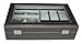 TimelyBuys 6 Piece Watch & 3 Piece Eyeglasses Carbon Fiber Box with Glass Top Lid (Pewter)