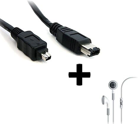Poyblock Firewire 4-6 DV Video Cable Cord for Panasonic PV-GS8 PV-GS12 PV-GS500/P miniDV Digital PalmCorder Multi Camcorder Camcorder (6ft) + Earphone w Mic