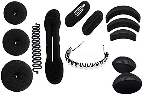 DEKMY Hair Accessories, Hair Style kit, Hair ban,Hair Donut, Hair Magic Puff Accessories Plastic (Pack of 9)